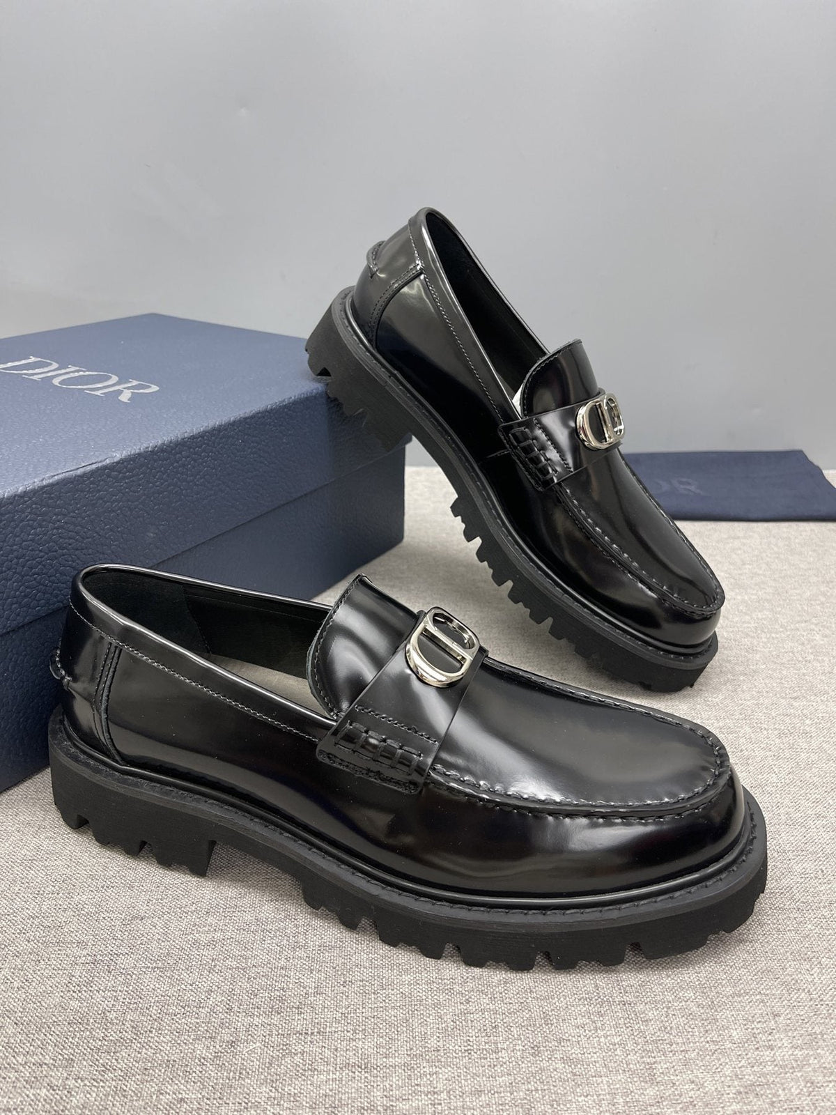 Dior Men's Black Buckle Loafers