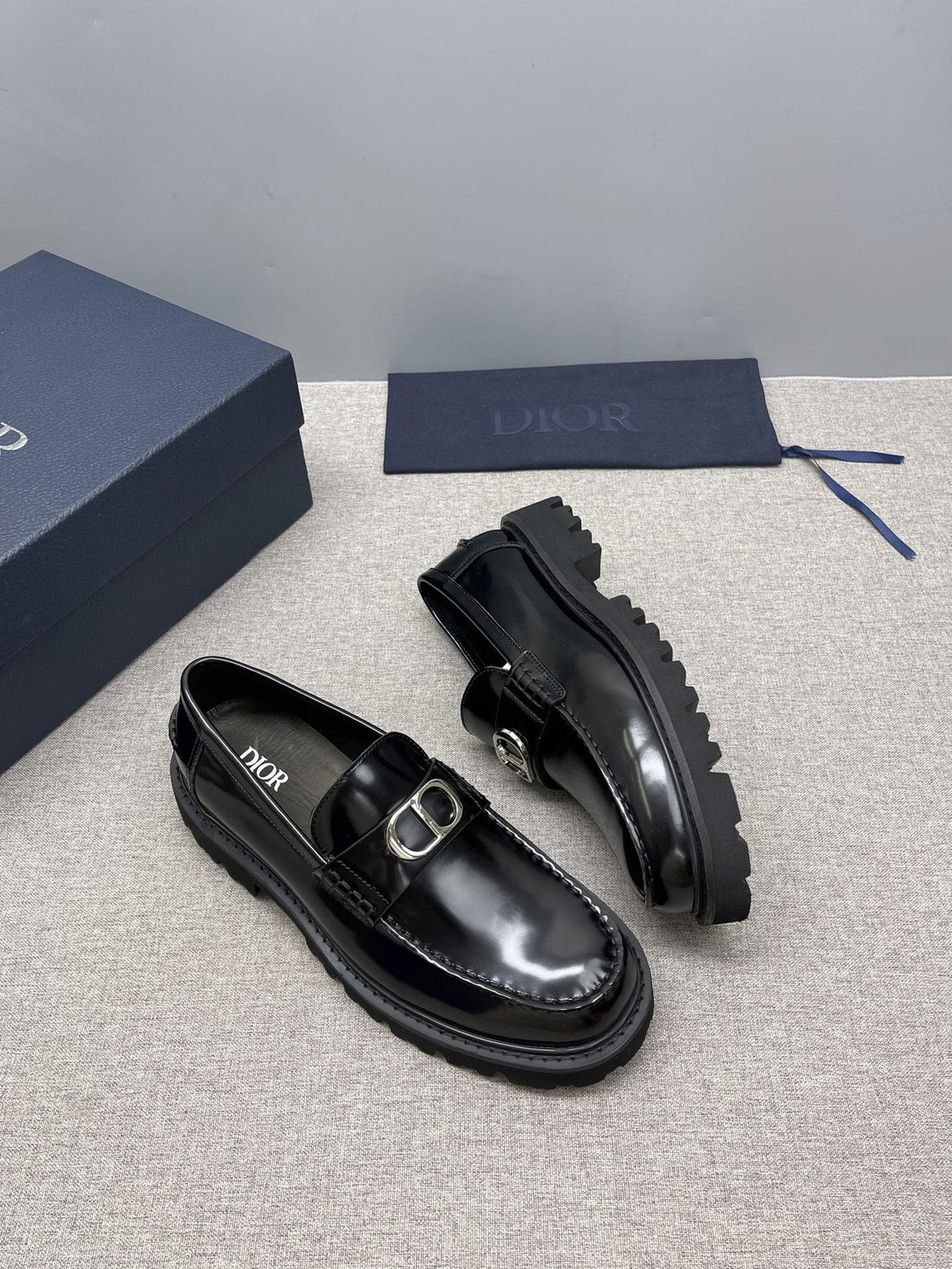 Dior Men's Black Buckle Loafers