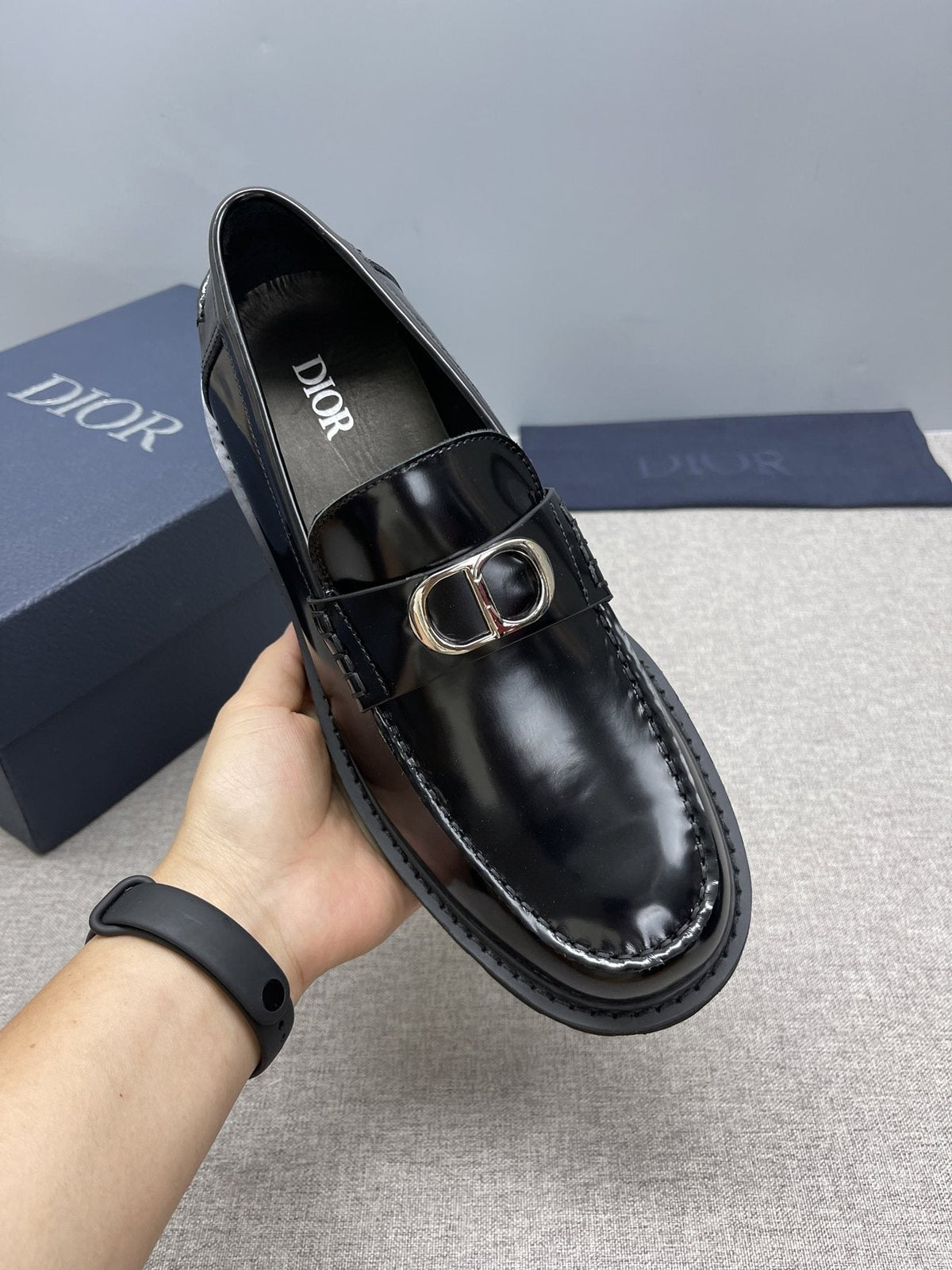 Dior Men's Black Buckle Loafers