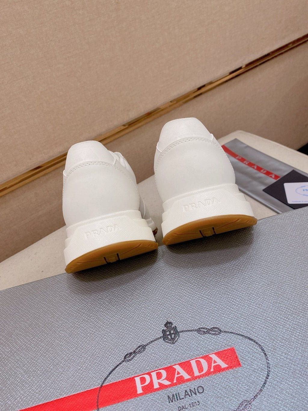 Prada White Gum Sole Sneakers