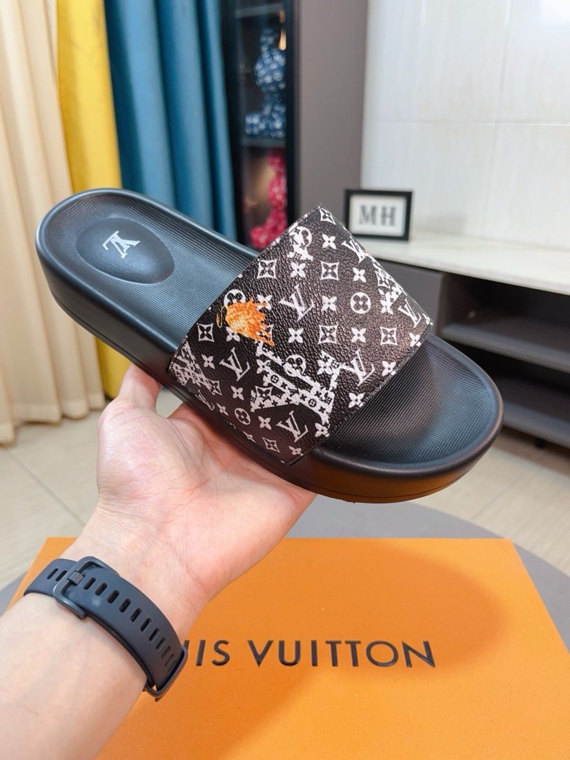 Louis Vuitton Men's Patterned Strap Slide Sandals
