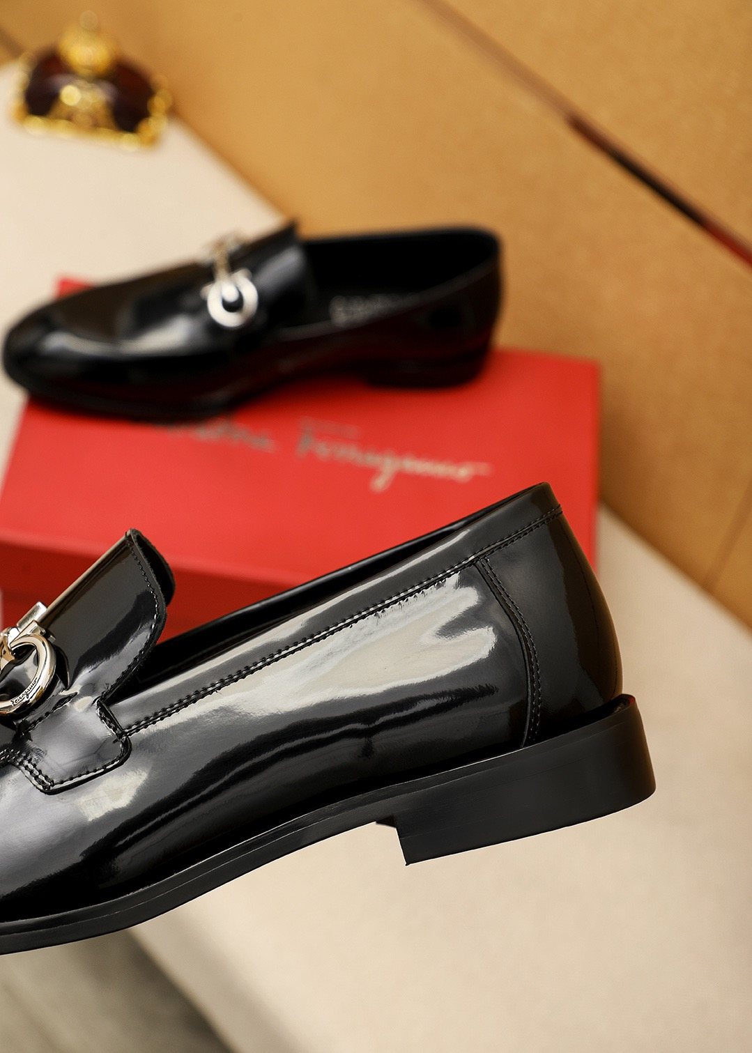 Ferragamo Men's Black Horsebit-Style Loafers