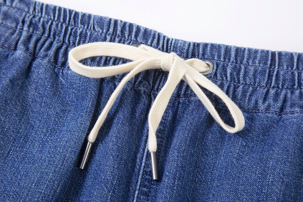Ralph Lauren Washed Blue Drawstring Denim Shorts