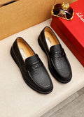 Ferragamo Black Embossed Slip-On Shoes
