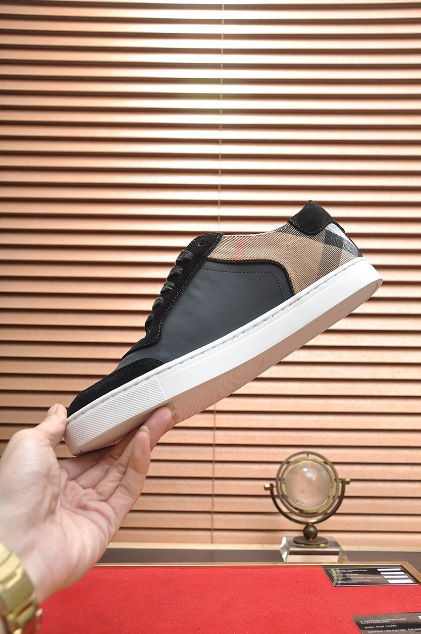 Burberry Check Heel Low-Top Sneakers - White Sole