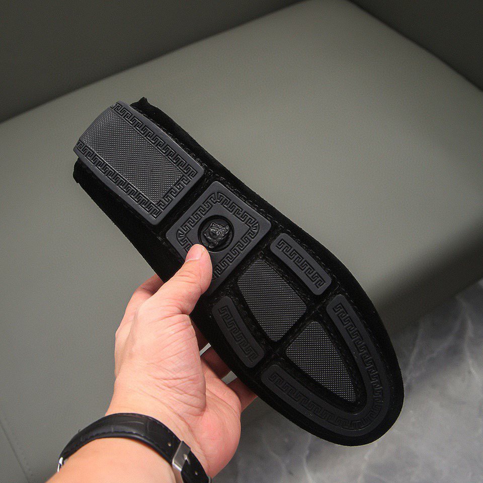 Versace Black Gold-Tone Hardware Loafers