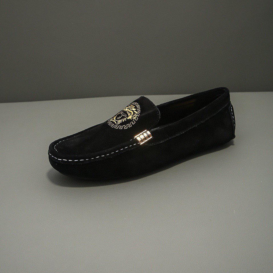 Versace Black Gold-Tone Hardware Loafers