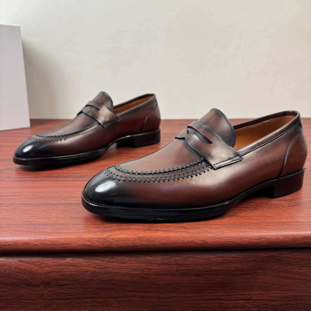 Berluti Men's Burnished Penny Loafers