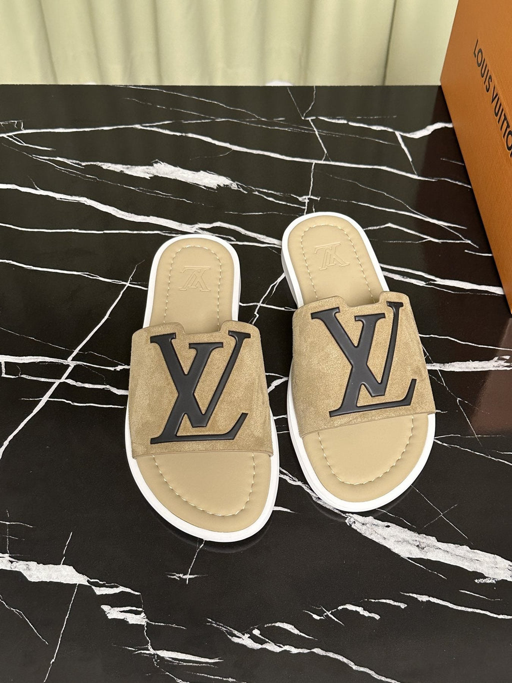 Louis Vuitton Logo Strap Slide Sandals
