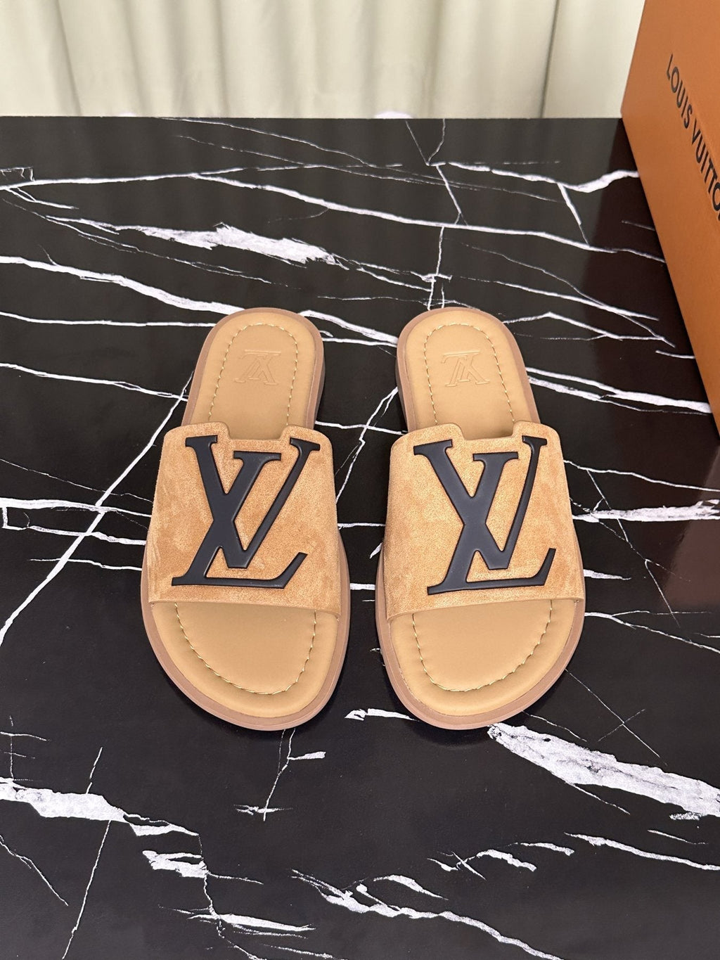 Louis Vuitton Logo Strap Slide Sandals
