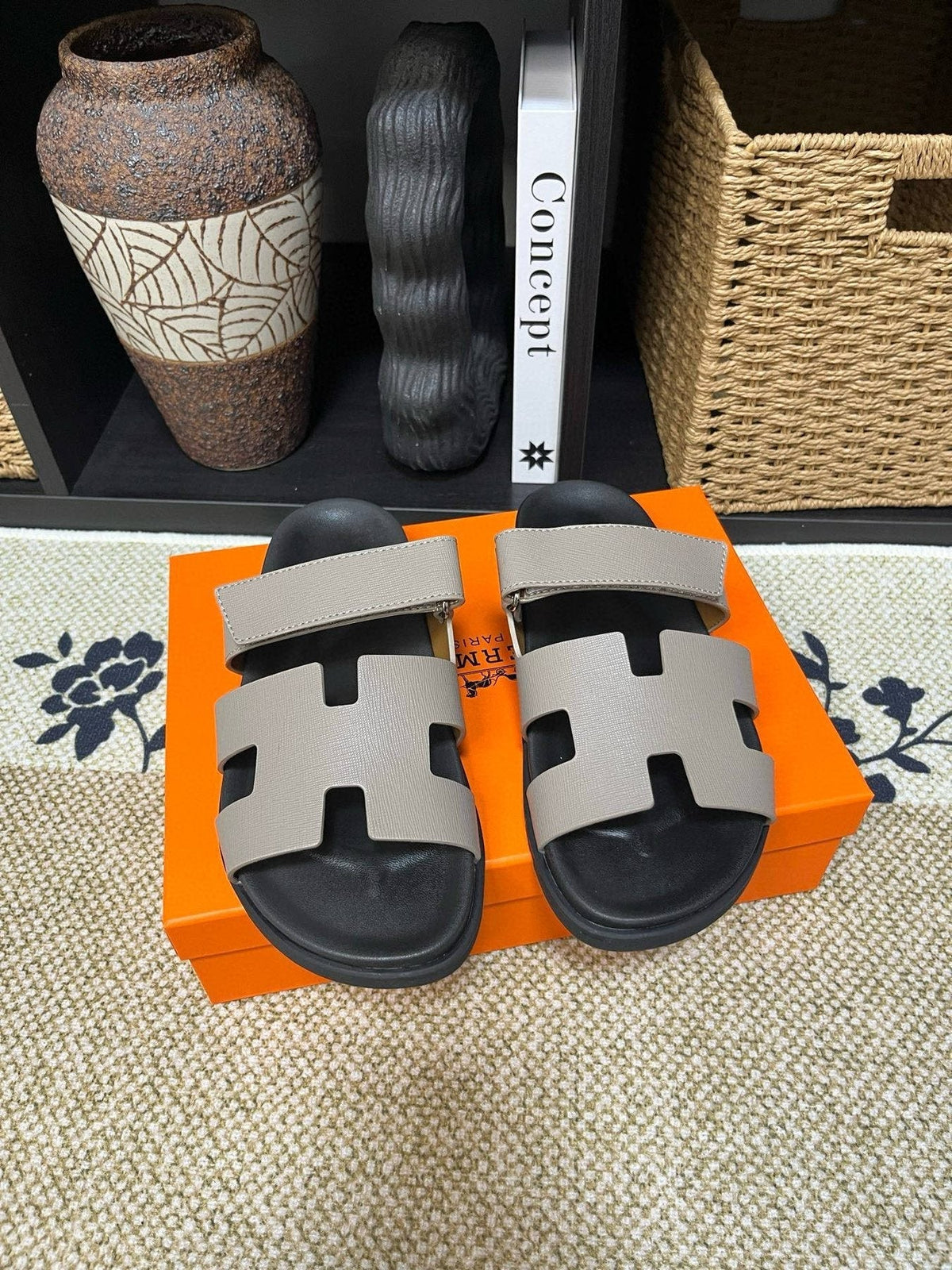 Hermes Men's Kazimir Cutout Slide Sandals