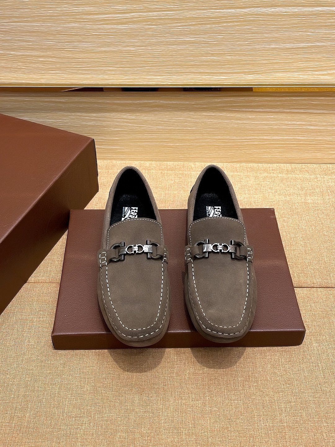 Ferragamo Men's Bit Loafers - Moc-Toe Stitching