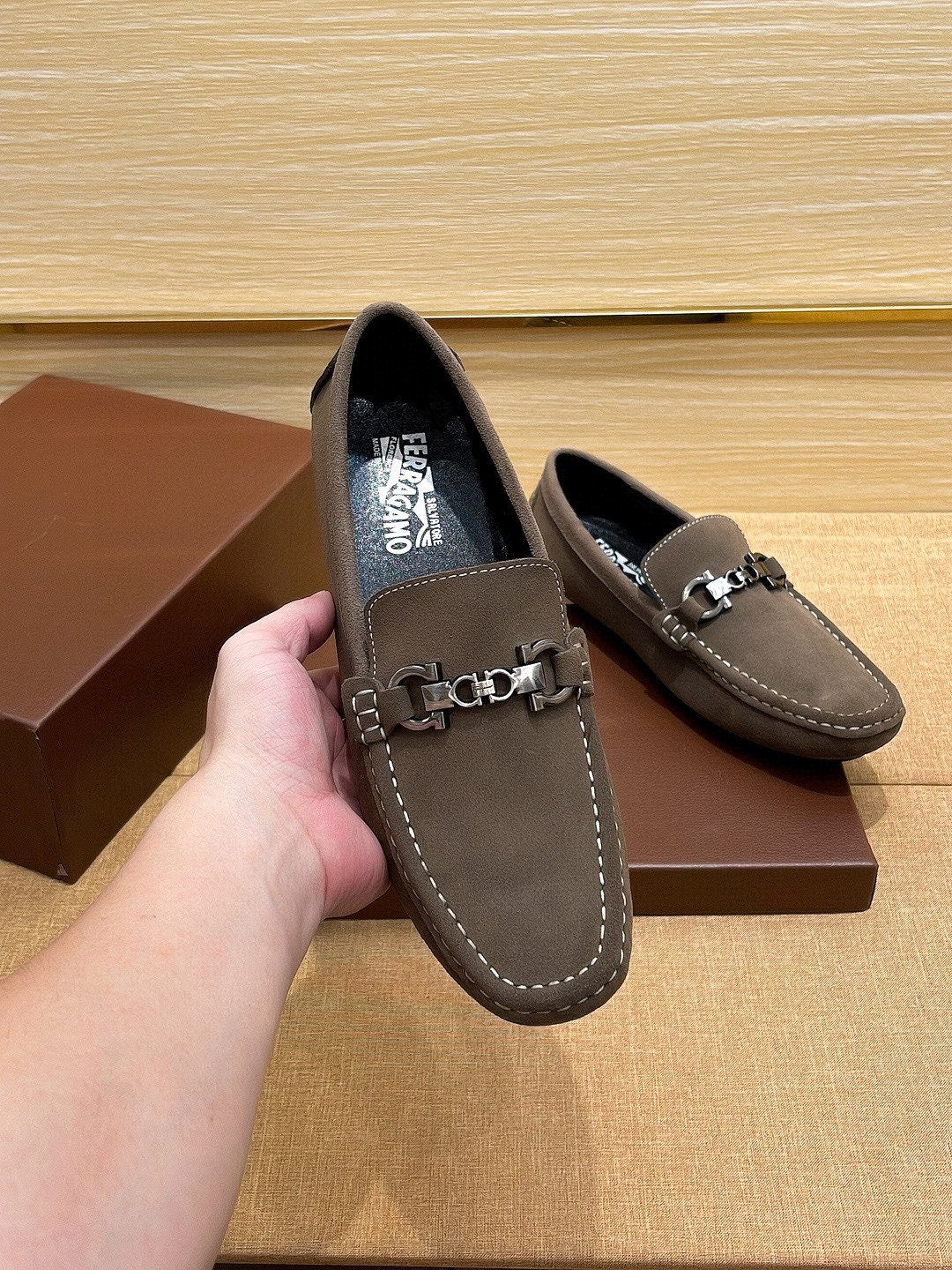 Ferragamo Men's Bit Loafers - Moc-Toe Stitching