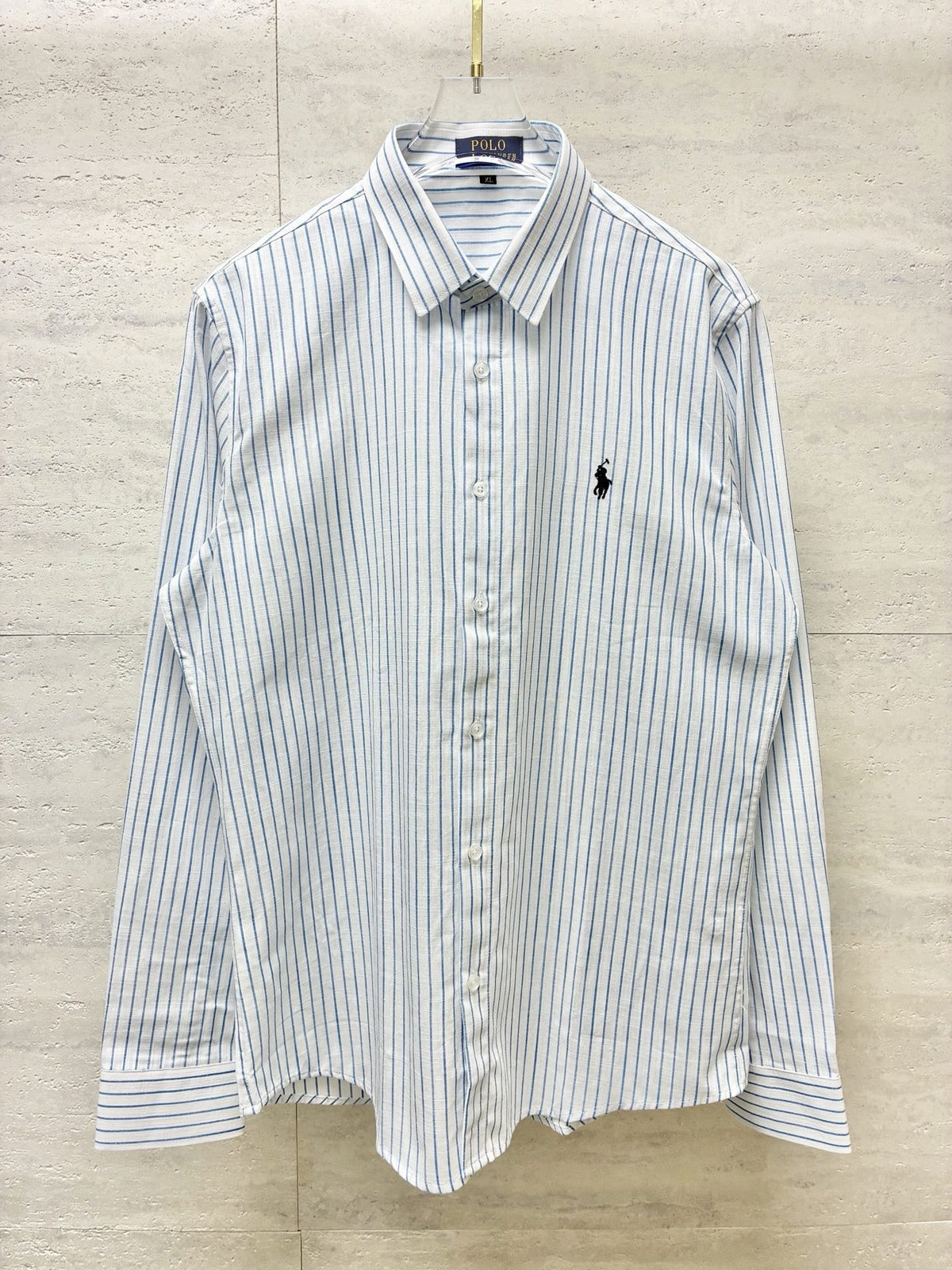 Ralph Lauren Striped Embroidered Long-Sleeve Button-Up Shirt