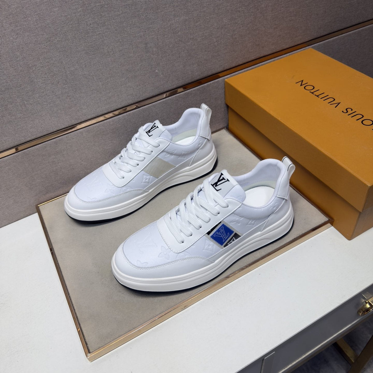 Louis Vuitton Blue-Accent Low-Top Sneakers