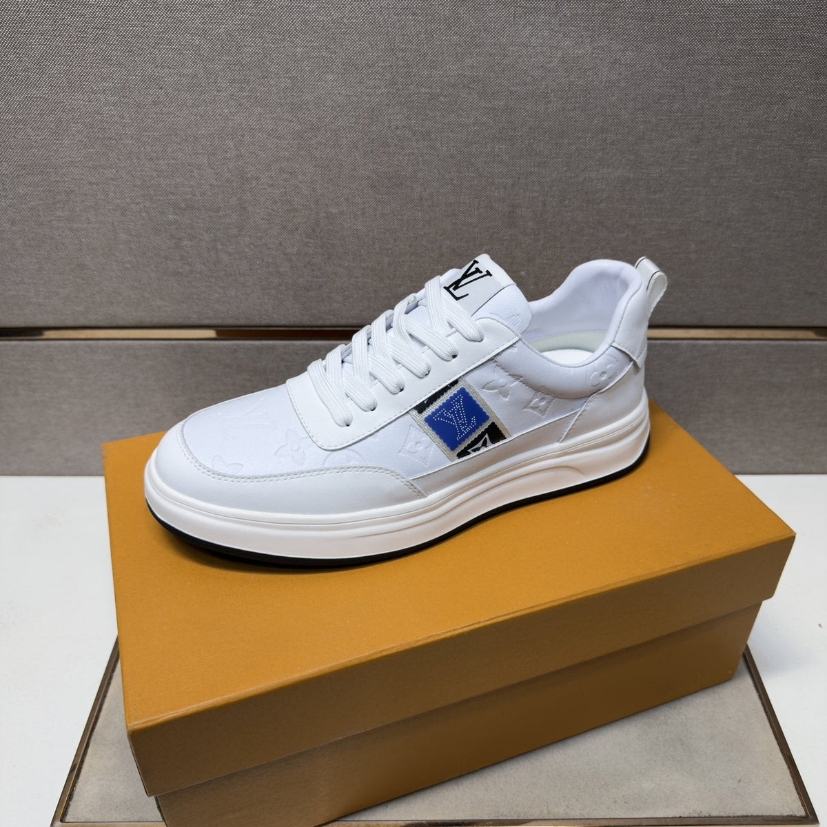Louis Vuitton Blue-Accent Low-Top Sneakers