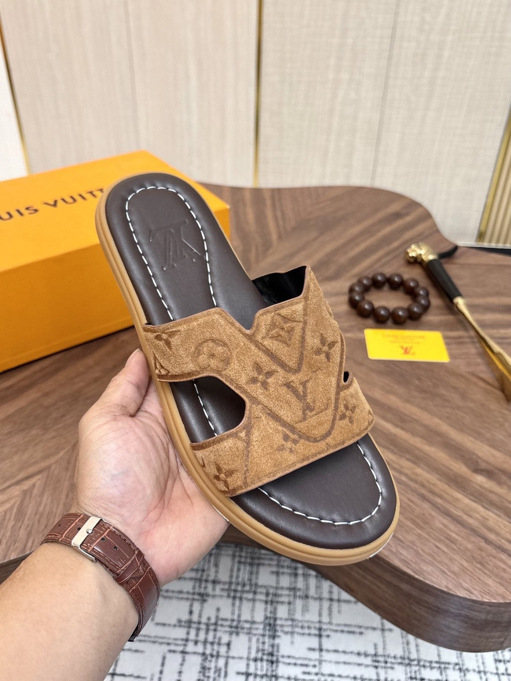 Louis Vuitton Monogram Slide Sandals - Rubber Sole