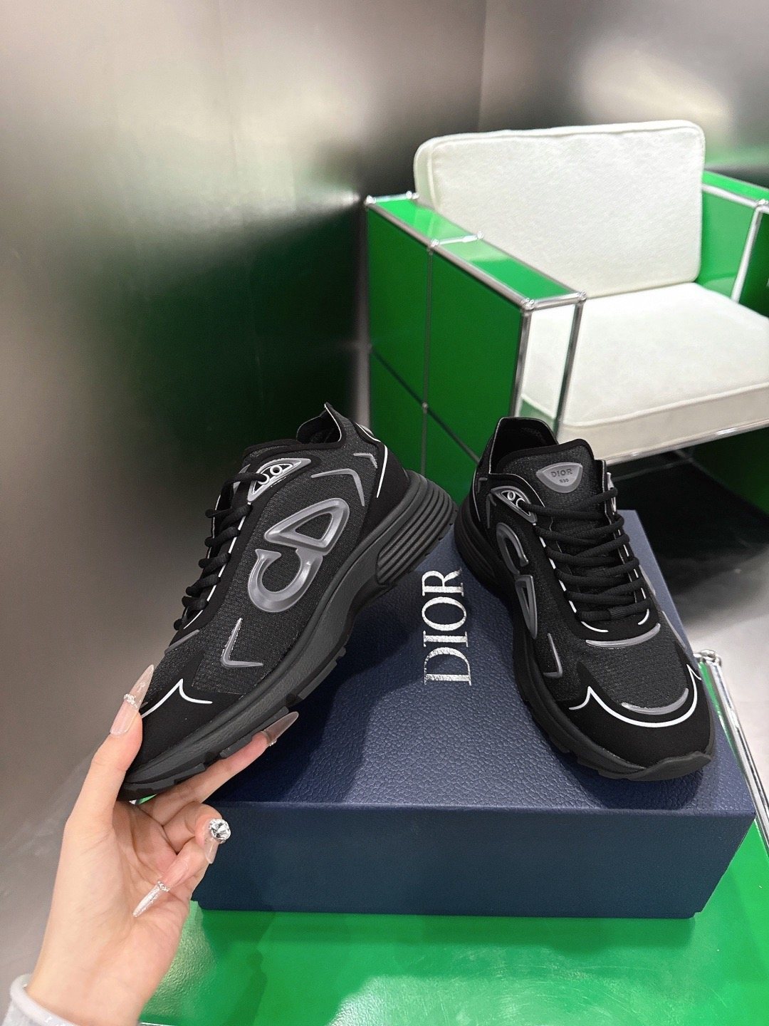 Dior Black and White Accent Low-Top Sneakers