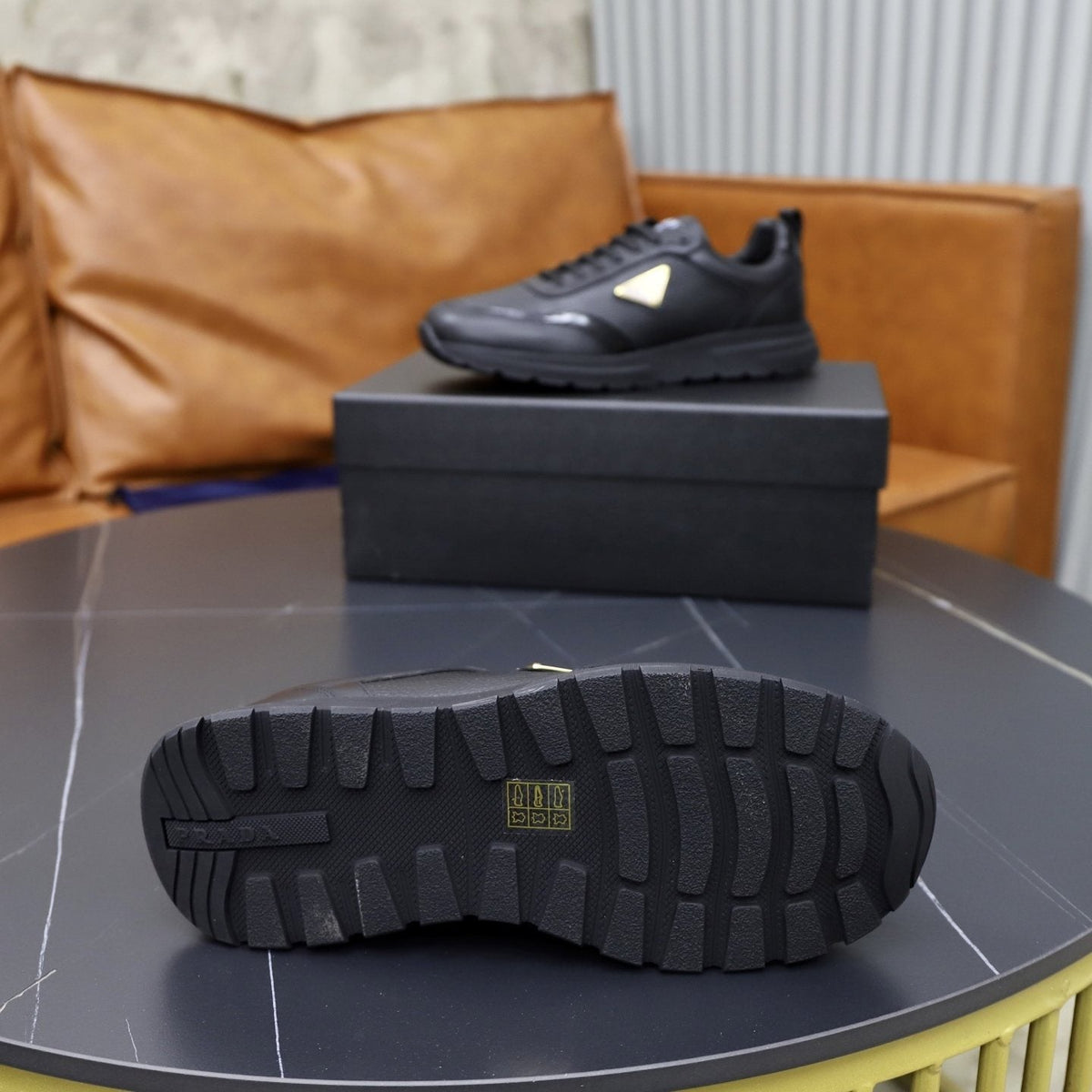 Prada Leather Lace-Up Sneakers