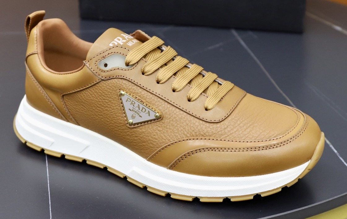 Prada Leather Lace-Up Sneakers