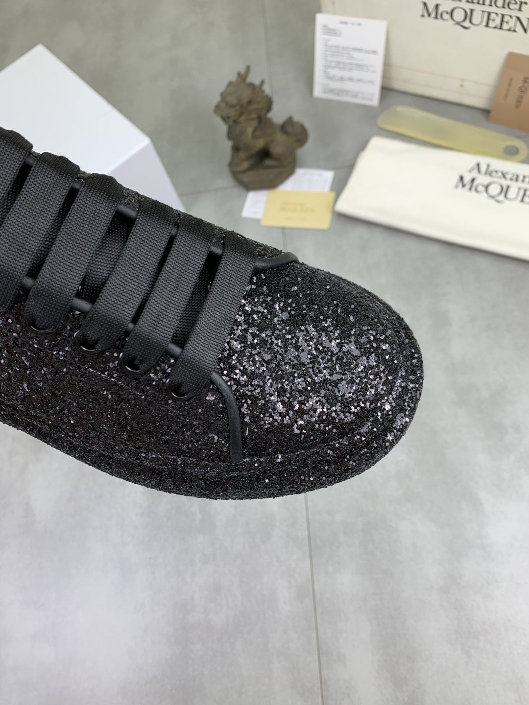 Alexander McQueen Black Glitter Low-Top Sneakers