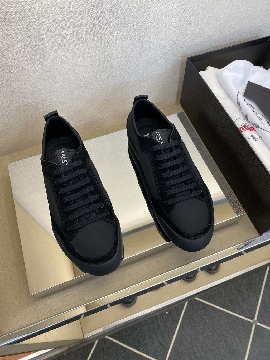 Prada Men's Low-Top Sneakers - Lace-Up Closure