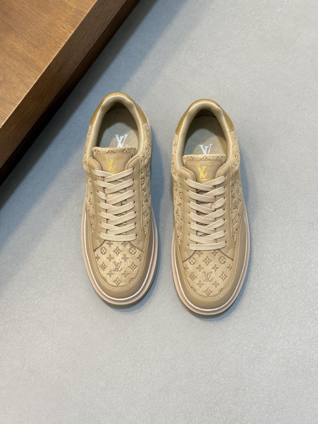Louis Vuitton Men's Pale Olive Monogram Low-Top Sneakers