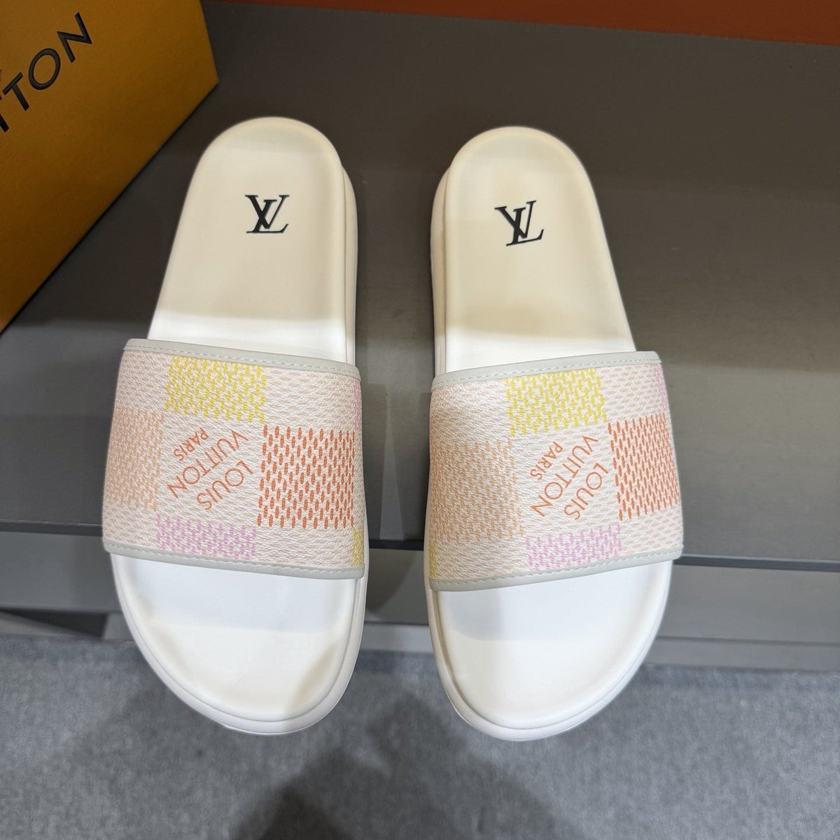 Louis Vuitton Multicolor Logo Slide Sandals