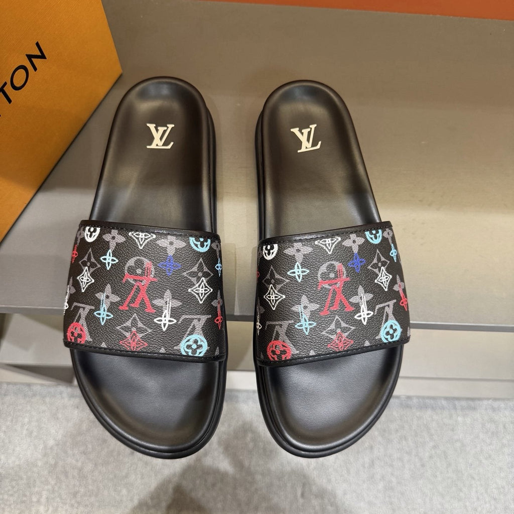 Louis Vuitton Multicolor Logo Slide Sandals