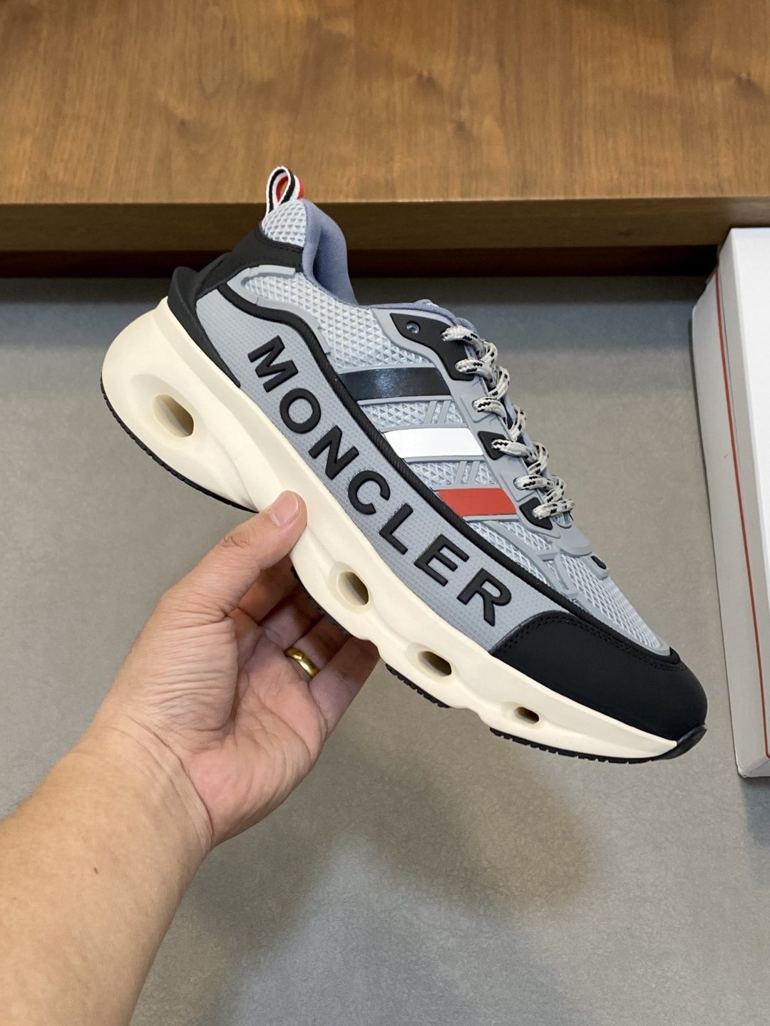 Moncler Men's Mesh Panel Sneakers - Rubber Side Inserts