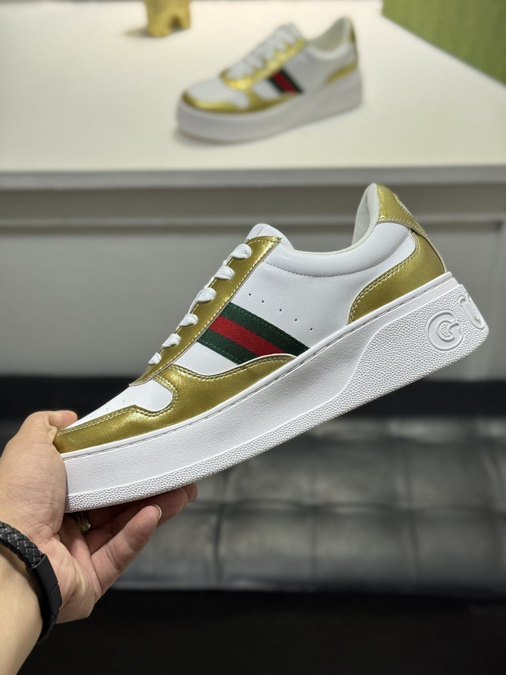 Gucci Green-Red Stripe Sneakers