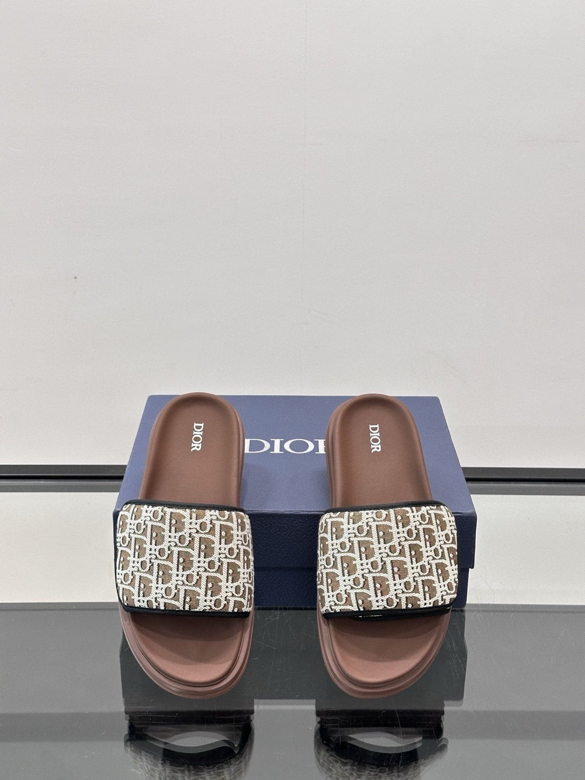 Dior Patterned Strap Slide Sandals - Open Toe And Backless Design