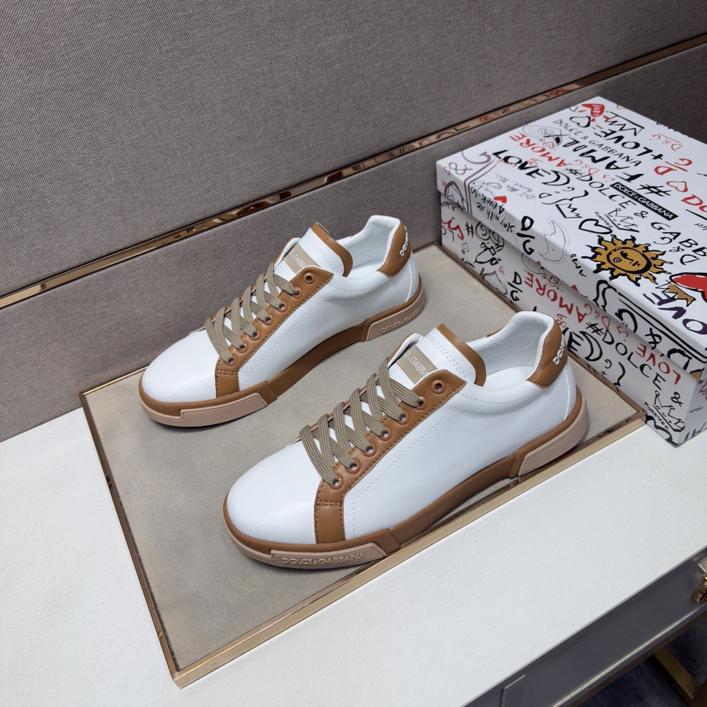 Dolce & Gabbana Men's White Black Low-Top Sneakers