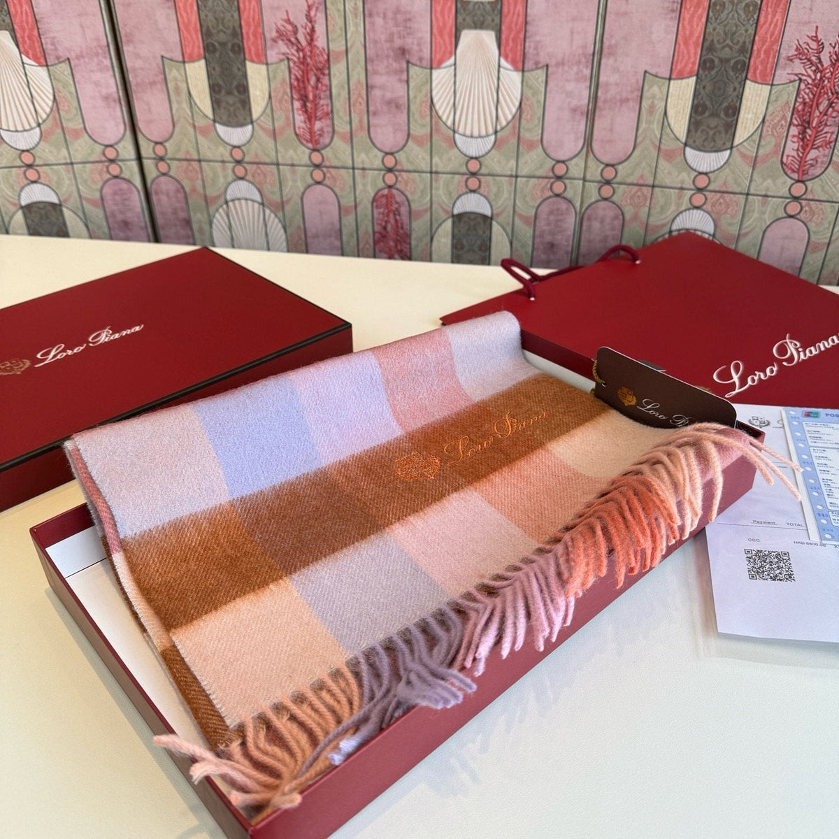 Loro Piana Plaid Fringe Scarf