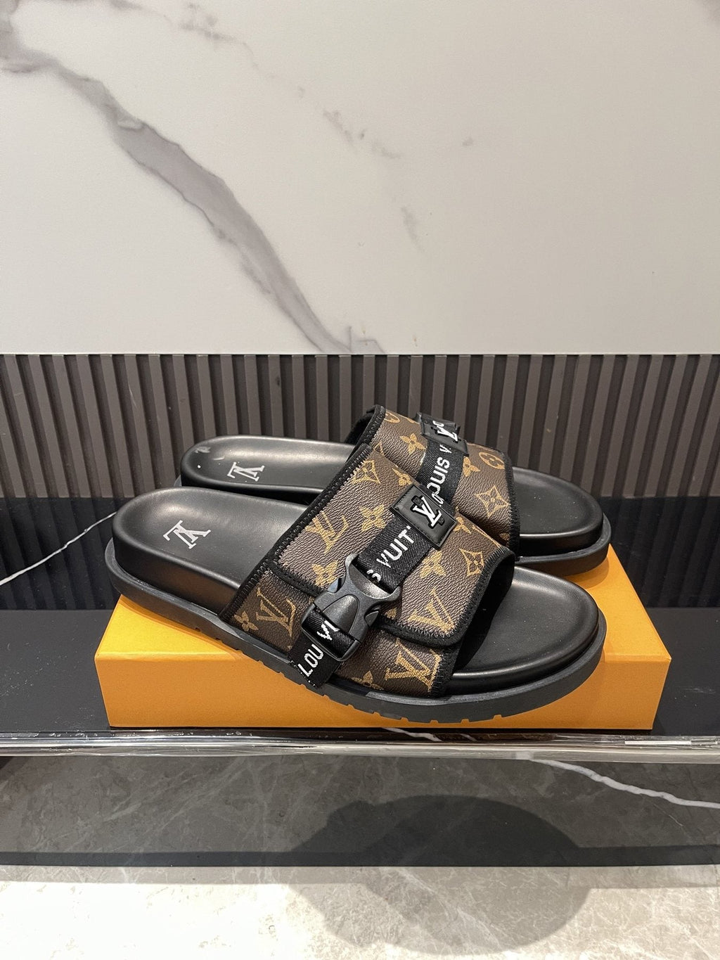 Louis Vuitton Monogram Double-Strap Slide Sandals
