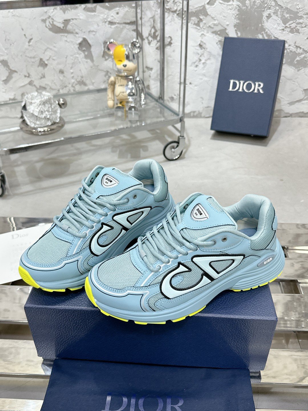 Dior Black, Gray and White Low-Top Sneakers