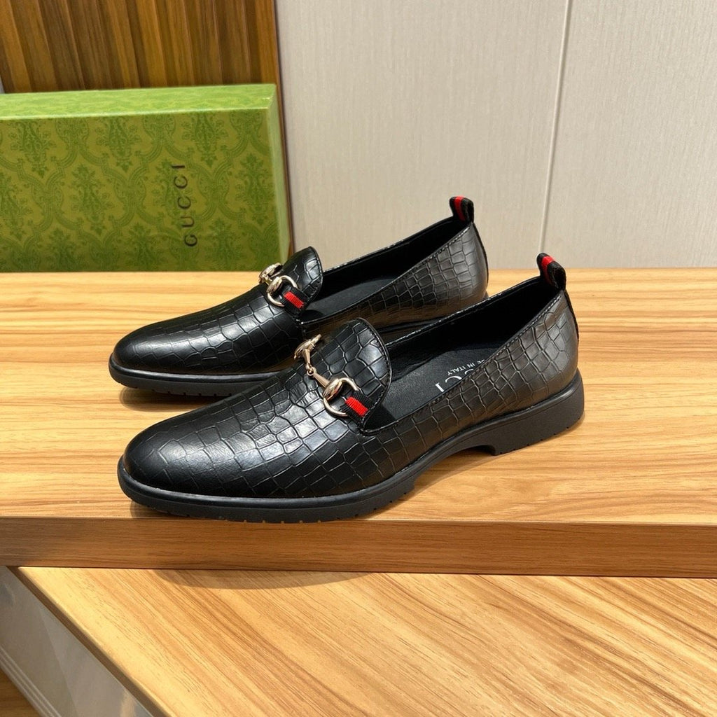 Gucci Men's Croc-Embossed Horsebit Loafers