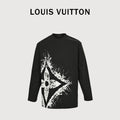 Louis Vuitton 25FW Hem Four-Leaf Clover Ink Splash Print Long Sleeve T-Shirt Black