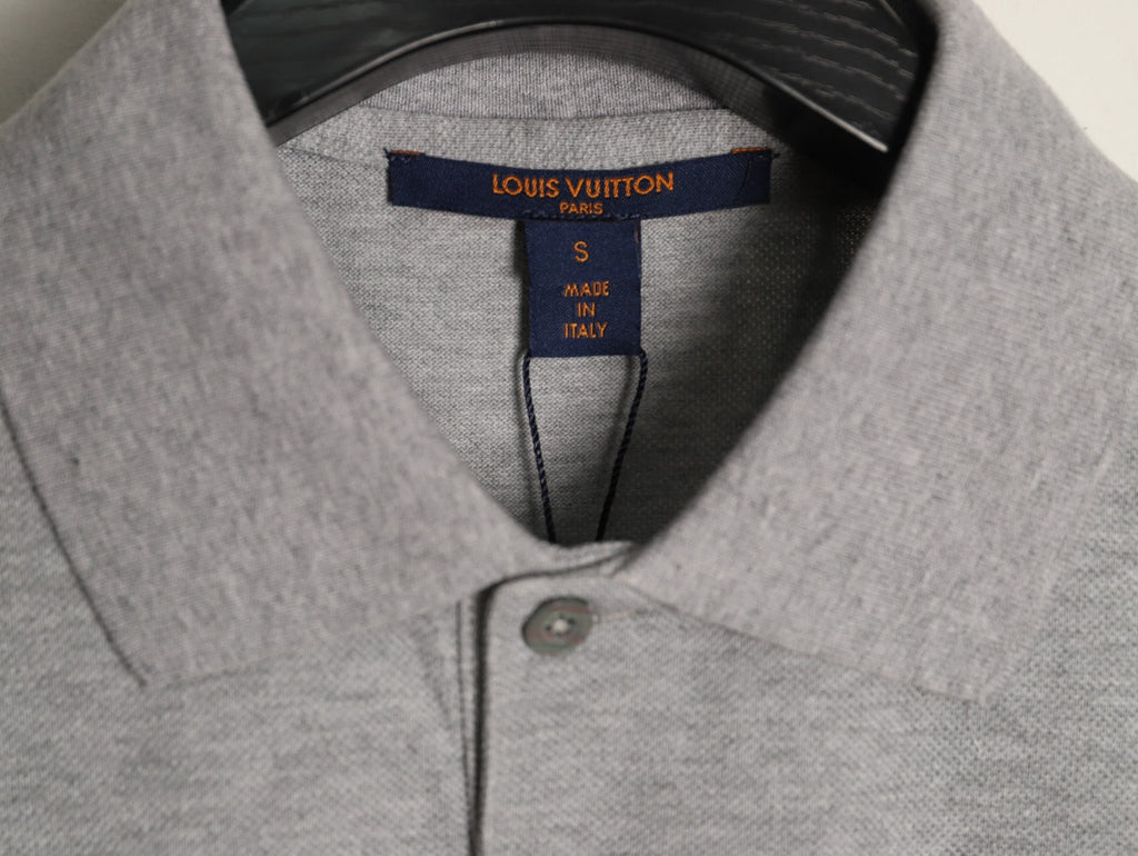 Louis Vuitton Classic Small-Logo Embroidered Polo - Heather Gray