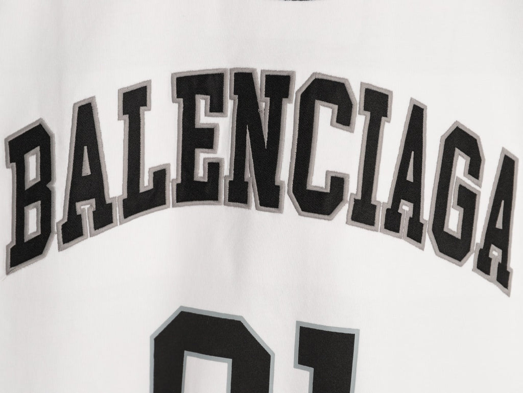 Balenciaga 01 Football-Style Long-Sleeve T-Shirt - White