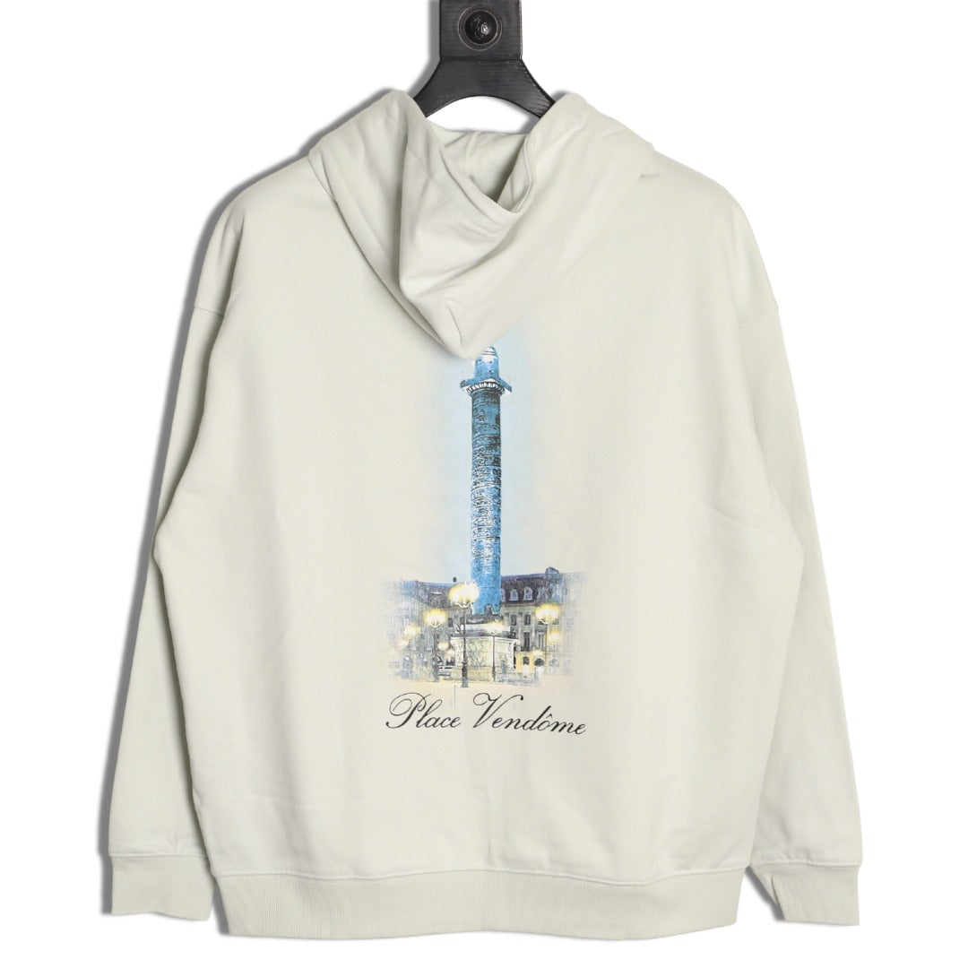 Balenciaga Vogue-Print Tower Graphic Hoodie - Ivory