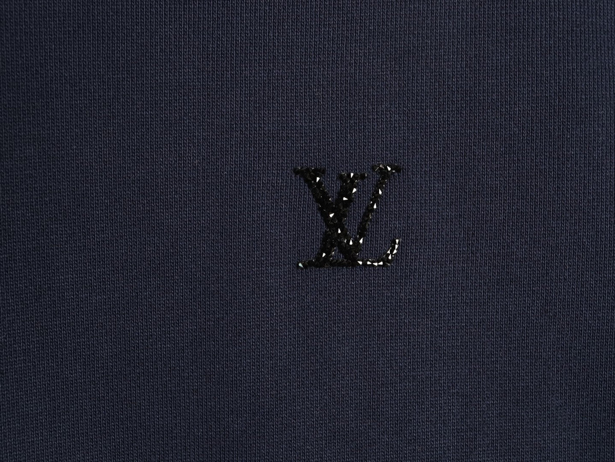 Louis Vuitton Monogram-Style Hood and Drawstring Pullover Hoodie - Navy
